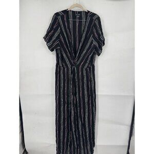 City Chic Black Maxi Dress with Pink & White Stripes
